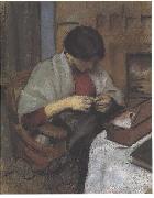 August Macke Elisabeth Gerhard sewing oil painting reproduction